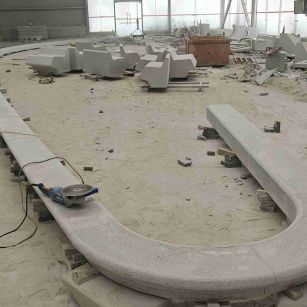 贵港 芝麻白花岗岩弧形花坛石，坐凳石