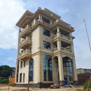 贵港 黄金麻花岗岩石材别墅外墙干挂搭配（雕花栏杆花瓶柱门楼罗马柱）