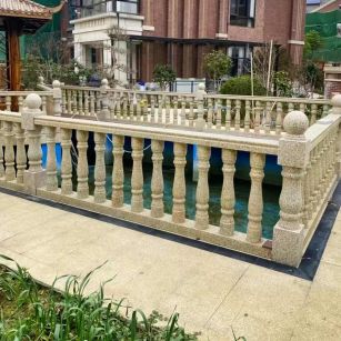 贵港黄金麻花岗岩石材栏杆，扶手，将军柱，花瓶柱