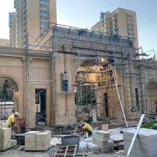 贵港 黄金麻荔枝面花岗岩小区门楼外墙干挂