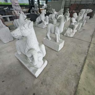 贵港 芝麻白花岗岩造型立体雕刻——十二生肖