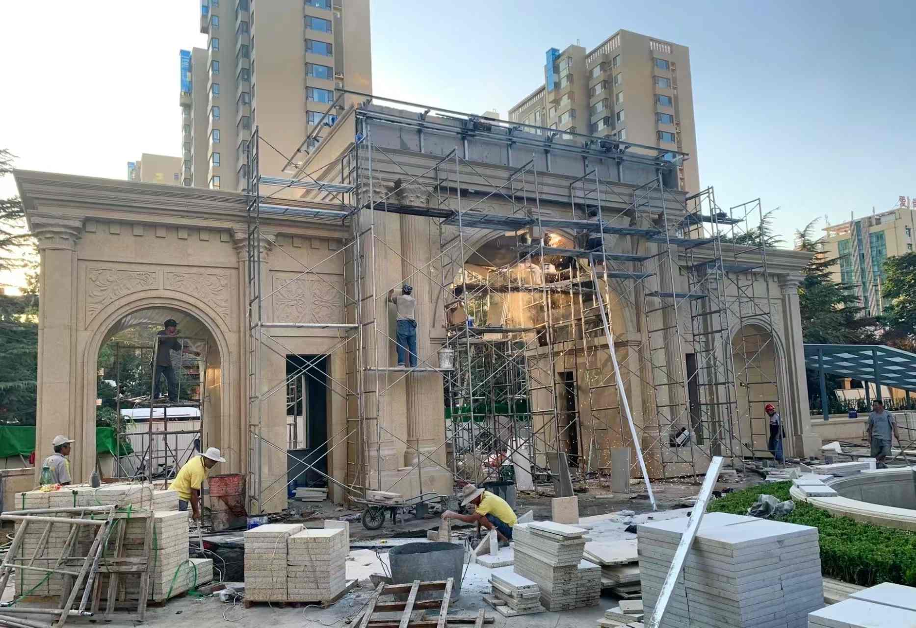 贵港 黄金麻荔枝面花岗岩小区门楼外墙干挂