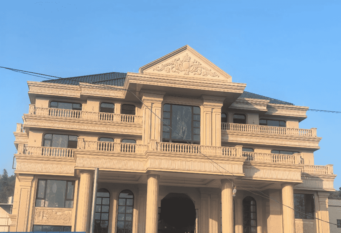 贵港黄金麻别墅外墙干挂石材效果示例